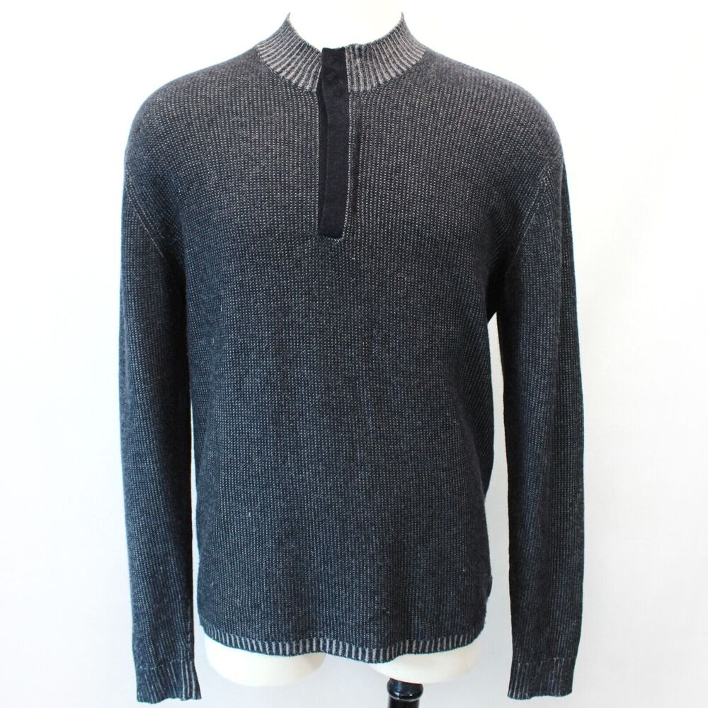 Agave Gray Wool/Silk/Cashmere Half Zip Pullover Sweater Large